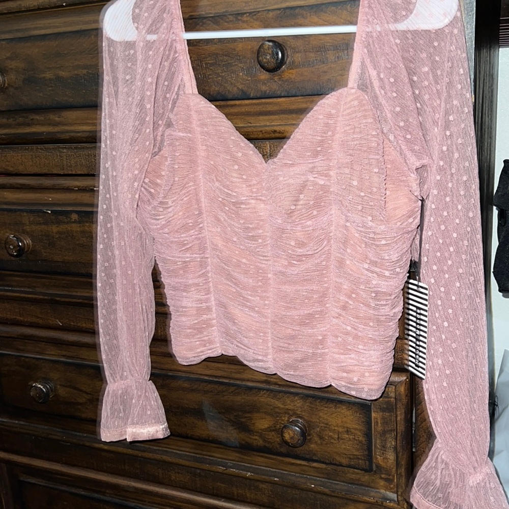 HauteMonde Long Sleeve Top Cute Gold Zipper